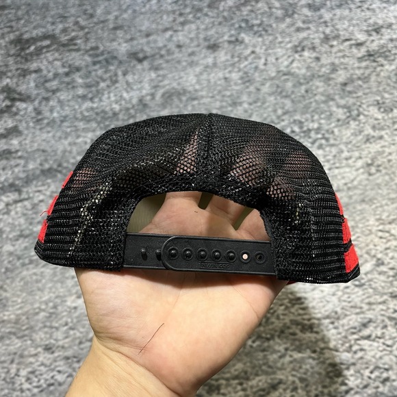 Vintage 90s‎ Rick Marino Three Stripe Mesh Trucker Hat Snapback Cap - Picture 5 of 9